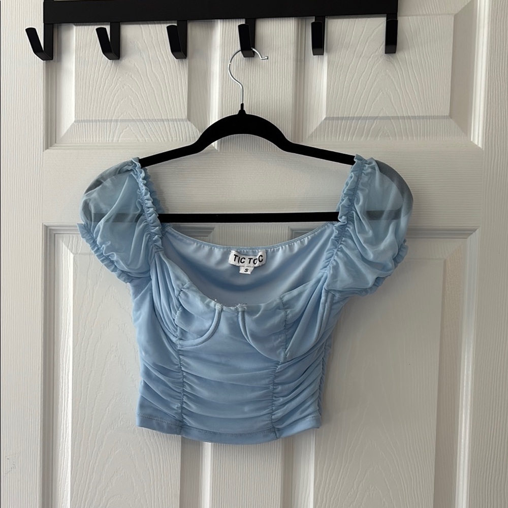 Blue Ruched Women's Top